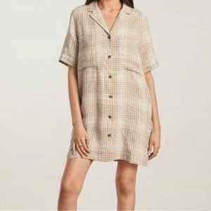 Everlane Linen Workwear Dress - Brown and white plains - Like New